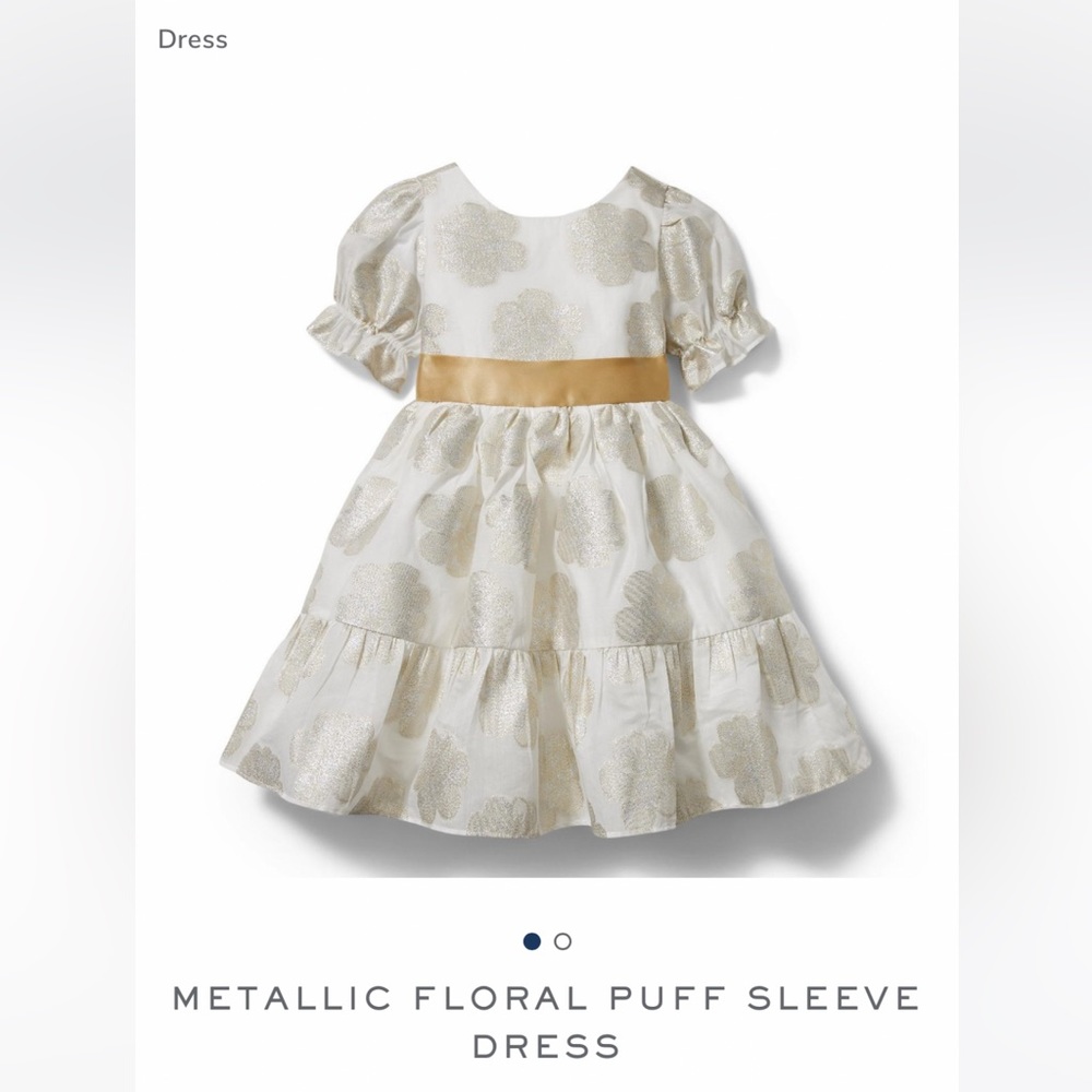 Metallic floral puff sleeve dress